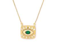 ZXQUEGF Creative Gold Turkish Evil Eye Square Pendant Necklace Hip Hop Street Jewelry Party Lucky Gift