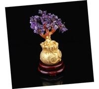 ZXQUEGF Crystal Money Tree Gemstone Bonsai Tree Feng Shui Wealth Figurine Feng Shui Bonsai Tree Decorations Tree of Life Decor Crystals for Chinese Gold Decor Money Tree Decoration Wooden