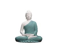 ZXQUEGF Decor Meditating Ceramic Statue, Buddha Serene Decorative Sitting Figurine Sculpture For Home Indoor Outdoor Garden Patio Desk Porch Yard Art Decoration, Zen