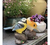 ZXQUEGF Decorative Bird Backyard Ornaments Yard Art for Patio Lawn House Fence Window Sill,Polyresin Garden Robin Birds Figures,Garden Bird Statue-2pcs 12x12cm(5x5inch)