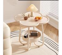 ZXQUEGF End Table Flower Side Table Coffee Table with Rolling Base,End Table for Couch,2-Tier Coffee Tables for Living Room,Bedroom (White)
