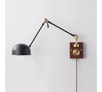 ZXQUEGF Farmhouse Decoration Embedded Wall Mounted Lamp American Rocker Arm Wall Lamp Minimalist French Industrial Walnut Wall Light Living Room Bedroom Adjustable Rotating Wall Lamp