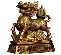 ZXQUEGF Feng Shui Ornaments Brass Statue Figurine Ornament Chi Lin/Kylin Sculpture Wealth Prosperity Home Decoration, Best Housewarming Congratulatory Gift,B