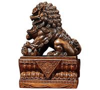 ZXQUEGF Feng Shui Ornaments Fu Foo Dogs Guardian Lion Statues, Wealth Prosperity Sculpture Ornament, Best Housewarming Congratulatory Gift to Ward Off Evil Energy,Lion