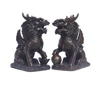 ZXQUEGF Feng Shui Statue 1 Pair of Kylin Ornaments Copper Feng Shui Sculptures Bring Good Luck and Wealth Interior Decoration Zen Decor (Color : C)