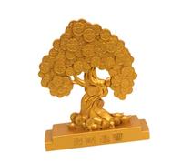 ZXQUEGF Feng Shui Statue, Good Fortune Chinese Furnishing Gift,Wealth Lucky Figurine Metal Ornament for Bookshelf Business, Rectangle Based Tree