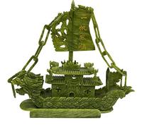ZXQUEGF Feng Shui Statues and Figurines Green Jade, Dragon Boat Plain Sailing Collectable As Gift, Decorations, The Best Business Gift,Green