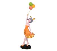 ZXQUEGF Girl Holding Balloons Statue Table Ornament Collectible Handicraft Resin for Housewarming Gift Versatile, Yellow 13x12x44cm