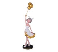 ZXQUEGF Girl Holding Balloons Statue Table Ornament Collectible Handicraft Resin for Housewarming Gift Versatile, White 13x12x44cm