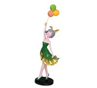 ZXQUEGF Girl Holding Balloons Statue Table Ornament Collectible Handicraft Resin for Housewarming Gift Versatile, Green 13x12x44cm