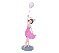 ZXQUEGF Girl Holding Balloons Statue Table Ornament Collectible Handicraft Resin for Housewarming Gift Versatile, Pink 16x13x54.5cm