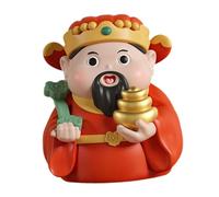ZXQUEGF God of Wealth Figurine Desktop Decor Desktop Ornament Resin Ornament Caishen Statue for Living Room Bookshelf, Orange