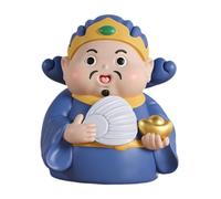 ZXQUEGF God of Wealth Figurine Desktop Decor Desktop Ornament Resin Ornament Caishen Statue for Living Room Bookshelf, Blue