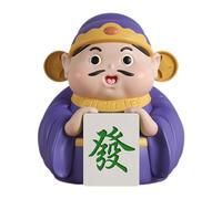 ZXQUEGF God of Wealth Figurine Desktop Decor Desktop Ornament Resin Ornament Caishen Statue for Living Room Bookshelf, Purple