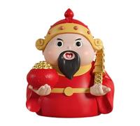 ZXQUEGF God of Wealth Figurine Desktop Decor Desktop Ornament Resin Ornament Caishen Statue for Living Room Bookshelf, Red