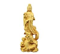 ZXQUEGF Goddess Kuan Yin Riding Dragon Statue Guanyin Chinese Feng Shui for Home Decor, Quan Yin Statue East Asian Goddess of Compassion and Mercy Wish Health and Peace,Natural