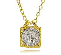 ZXQUEGF Gold Black Saint Benedict Round for Jewelry Making Double Sided Grey Benedictus Square Pendant Jewelry Gifts
