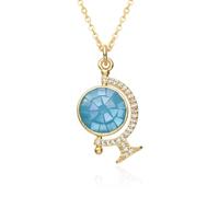 ZXQUEGF Gold Color Globe Colorful Micro-inlaid Necklace for Women Candy-colored Choker Chain Pendant Jewelry