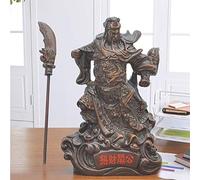 ZXQUEGF Gong Imitation wood Gong，Resin technology，Modern art sculpture，God War Guan Yu，Home god of wealth statue Feng Shui Decor Home Office Decoration