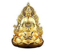 ZXQUEGF Guan Yin Buddha Statue Figurine, Meditating Double Sided Quan Yin Ornament, Kuan Yin Statue, Best Chinese Feng Shui Gifts, Home Car Decoration with Anti-Slip Mat,Gold