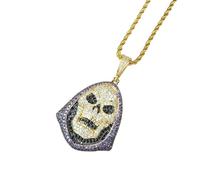 ZXQUEGF Hip-Hop Crystal Devil Necklace Bling Iced Out Hell Death Pendant Men's Gothic Rock Rap Party Jewelry