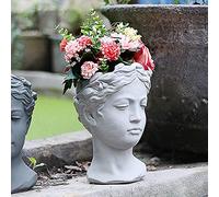 ZXQUEGF Home Decoration Ornaments Vintage Venus Greek Goddess Statue Ornament Creative Portrait Cement Head Flower Pot European Art Vase Living Room Office Desktop Decorative Crafts (Color : 4, size: