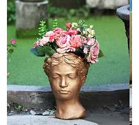 ZXQUEGF Home Decoration Ornaments Vintage Venus Greek Goddess Statue Ornament Creative Portrait Cement Head Flower Pot European Art Vase Living Room Office Desktop Decorative Crafts (Color : 4, size: