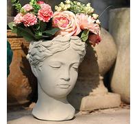 ZXQUEGF Home Decoration Ornaments Vintage Venus Greek Goddess Statue Ornament Creative Portrait Cement Head Flower Pot European Art Vase Living Room Office Desktop Decorative Crafts (Color : 4, size: