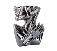 ZXQUEGF Human Head Face Vase Abstract Art Flower Pot for Tabletop Decoration, Silver