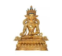 ZXQUEGF Indoor Home Brass Gilded Ornaments Office Base Zen Buddha Statue Crafts Meditation Decoration