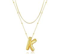 ZXQUEGF Initial Necklaces for Women Girls, Dainty Balloon Letter Necklace, Name Alphabet Pendant Layered Choker Personalized Jewelry
