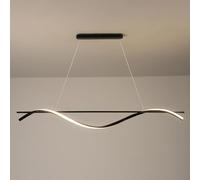 ZXQUEGF Linear Pendant Light LED Chandelier Ceiling Lamp Black Hanging Lighting in Wave Shape 3000K Kitchen Island Lights Chandeliers for Dining Room Bedroom Office Lamps Star of Light