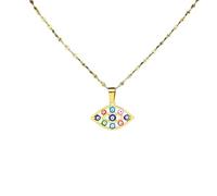 ZXQUEGF Lucky Turkish Eye synthesis Pendant Necklace for Women/Men Silver Color Evil Blue Eyes Chain Jewlery collar 6434-QKC