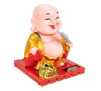 ZXQUEGF Maitreya Buddha Ornaments Maitreya Buddha Figurine House Solar Head Toys Shaking Head Buddha Sculpture Little Monk Figurine Buddha Figure Electronic Component Household
