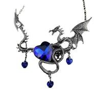 ZXQUEGF minimalist Halloween dragon shaped necklace with retro love rhinestone women's jewelry