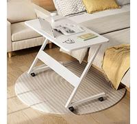 ZXQUEGF Movable Lifting Desk Home Office Furniture Small Space Desk Height Bedside Laptop Desk with Wheels for Study Bedroom Living Room (White 80 * 75 * 40CM)