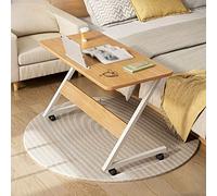 ZXQUEGF Movable Lifting Desk Home Office Furniture Small Space Desk Height Bedside Laptop Desk with Wheels for Study Bedroom Living Room (Wood 80 * 65 * 40CM)