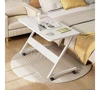 ZXQUEGF Movable Lifting Desk Home Office Furniture Small Space Desk Height Bedside Laptop Desk with Wheels for Study Bedroom Living Room (White 80 * 65 * 40CM)
