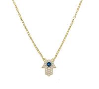 ZXQUEGF necklace New 925 Silver Gold Chain Turkish Evil Eye Hand Charm Paved Big Blue For Women Wedding jewelry