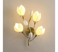 ZXQUEGF Nordic Creative Flower Shape Metal Wall Ceramics Shade Wall Light Fixture Art Deco Wall Lamp for Bathroom Vanity Bedroom Dining Room Living Room Farmhouse Stairs Hallway