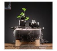 ZXQUEGF Office Fountain Tabletop Fountain Ceramic Circulating Water Fountain Office Living Room Desktop Decoration Home Lucky Ornament Water Fountain Decor (A With nebulizer)