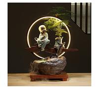 ZXQUEGF Office Fountain Tabletop Fountain Ceramic Desktop Fountain with Lamp Ring Chinese Desktop Flowing Water Ornament Office Home Decoration Water Fountain Decor (A)
