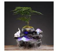 ZXQUEGF Office Fountain Tabletop Fountain Living Room Office Decoration Ceramic Desktop Fountain Chinese Lucky Flowing Water Ornament Water Fountain Decor (D)