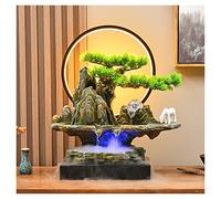 ZXQUEGF Office Fountain Tabletop Fountain Resin Rockery Desktop Fountain with LED Light Living Room Decorative Waterscape Ornament Water Fountain Decor (With Nebulizer)