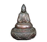 ZXQUEGF Old Bronze Cinnabar Lacquer From The Temple Buddha Tsongkhapa Statue Decoration,Chinese Living Room Study Ornaments