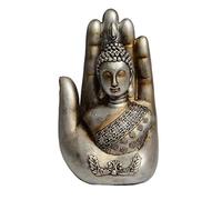 ZXQUEGF Ornaments Statues Sculptures Buddha Sitting In Hand Statue Resin Lao Thai Buddhist Figurines Home Decor Zen Buddha-Silver