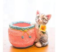 ZXQUEGF Ornaments Statues Sculptures Creative Pot Resin Kitten Squirrel Bird Flower Garden Courtyard Balcony Desktop Decoration-Size:_1_6Cm*10.5Cm*13.5Cm