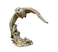 ZXQUEGF Owl Figurine Tabletop Ornament Art Crafts Resin Animal Decorative Statue for Bookshelf Cabinet Shelf Office Desk, Bronze Flying