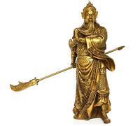 ZXQUEGF Pure Guan Gong Knife, Copper Buddha Statue, Home Craft Decoration-A_H35cm