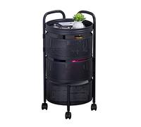 ZXQUEGF Rotating Utility Storage Cart with Hollow Baskets for Kitchen/Garage/Bathroom/Laundry